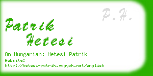 patrik hetesi business card